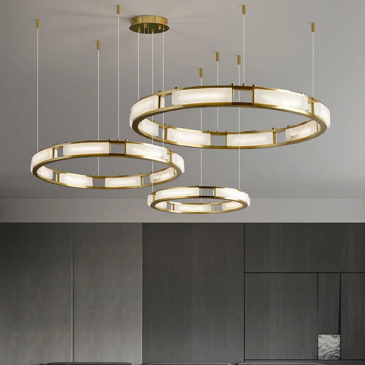 Qatar luxury alabaster chandelier three hanging view showcasing elegant crystals and luxurious modern design