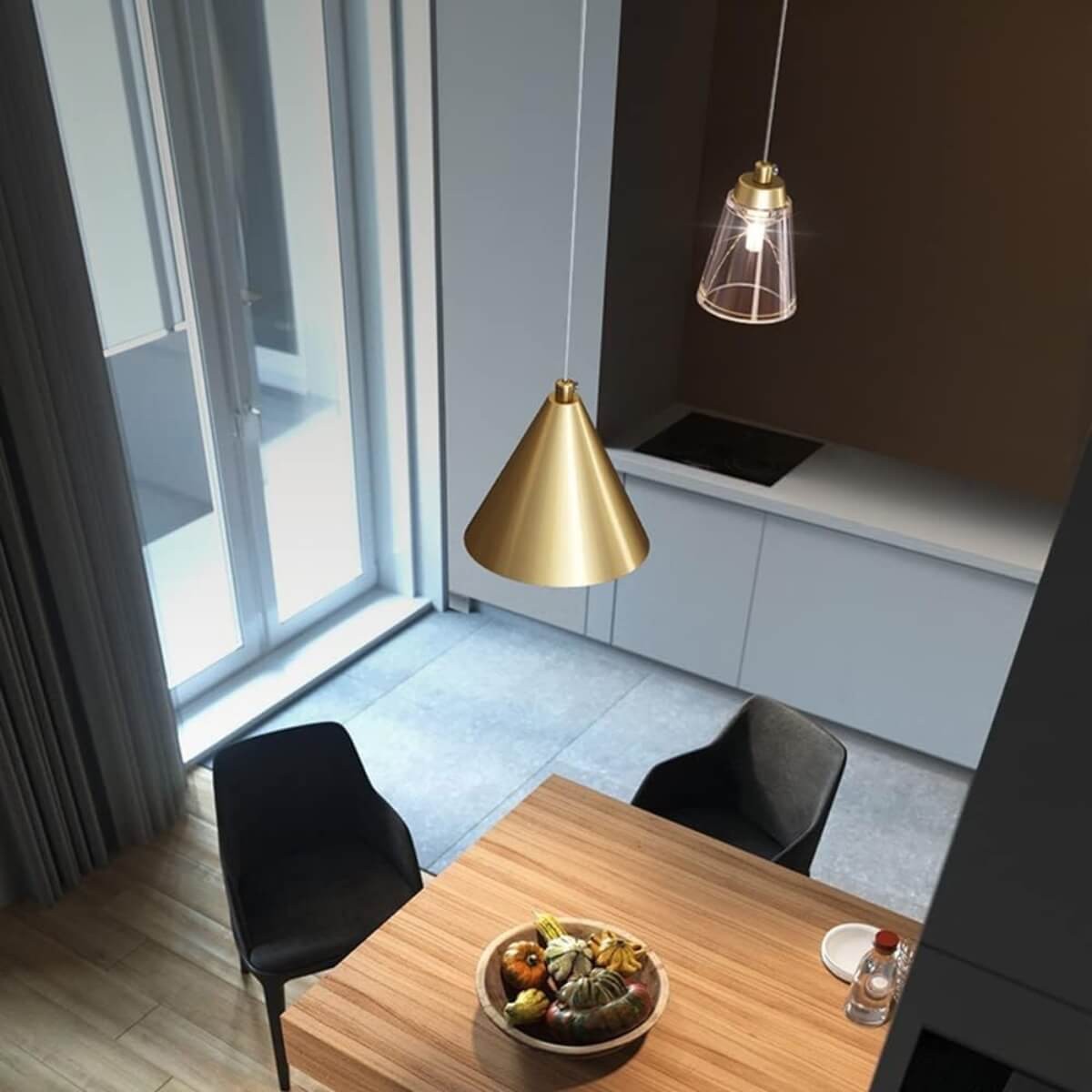 Top View of Radiance All-Copper Modern LED Pendant Light – Minimalist Ring Light for Living Room
