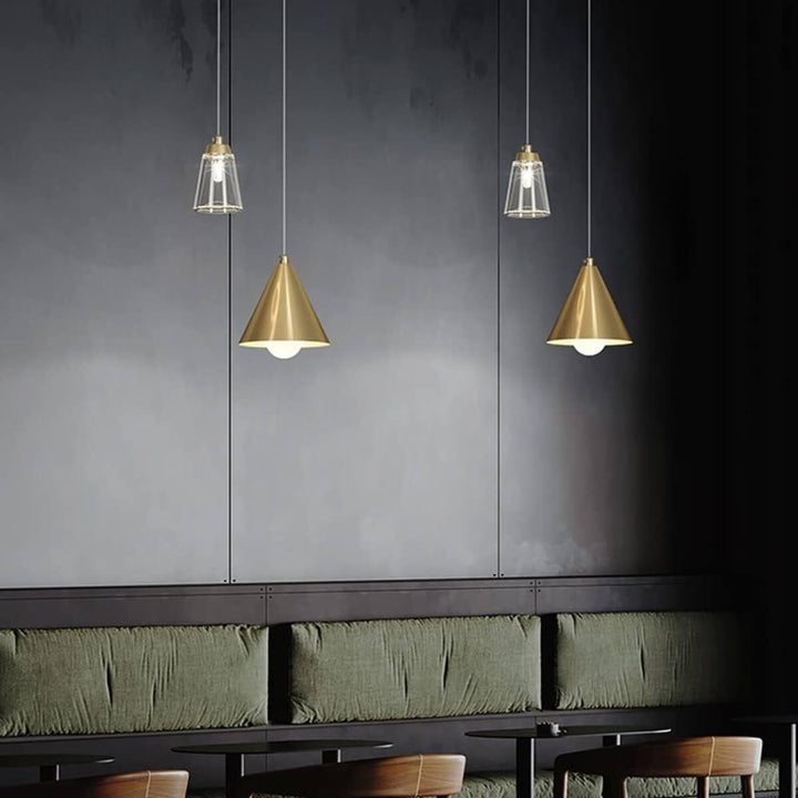Radiance All-Copper Modern LED Pendant Light in Restaurant – Elegant Minimalist Lighting Fixture