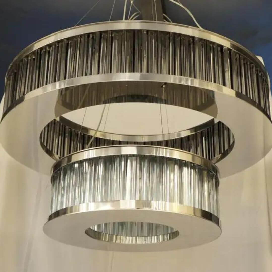 Angle View of Radiate Dual Ring Chandelier Light – Modern Elegant Ceiling Lighting Fixture