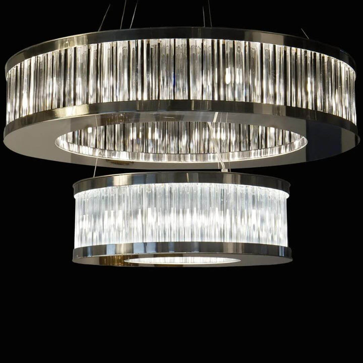 Radiate Dual Ring Chandelier Light Turned On – Modern Elegant Ceiling Lighting Fixture