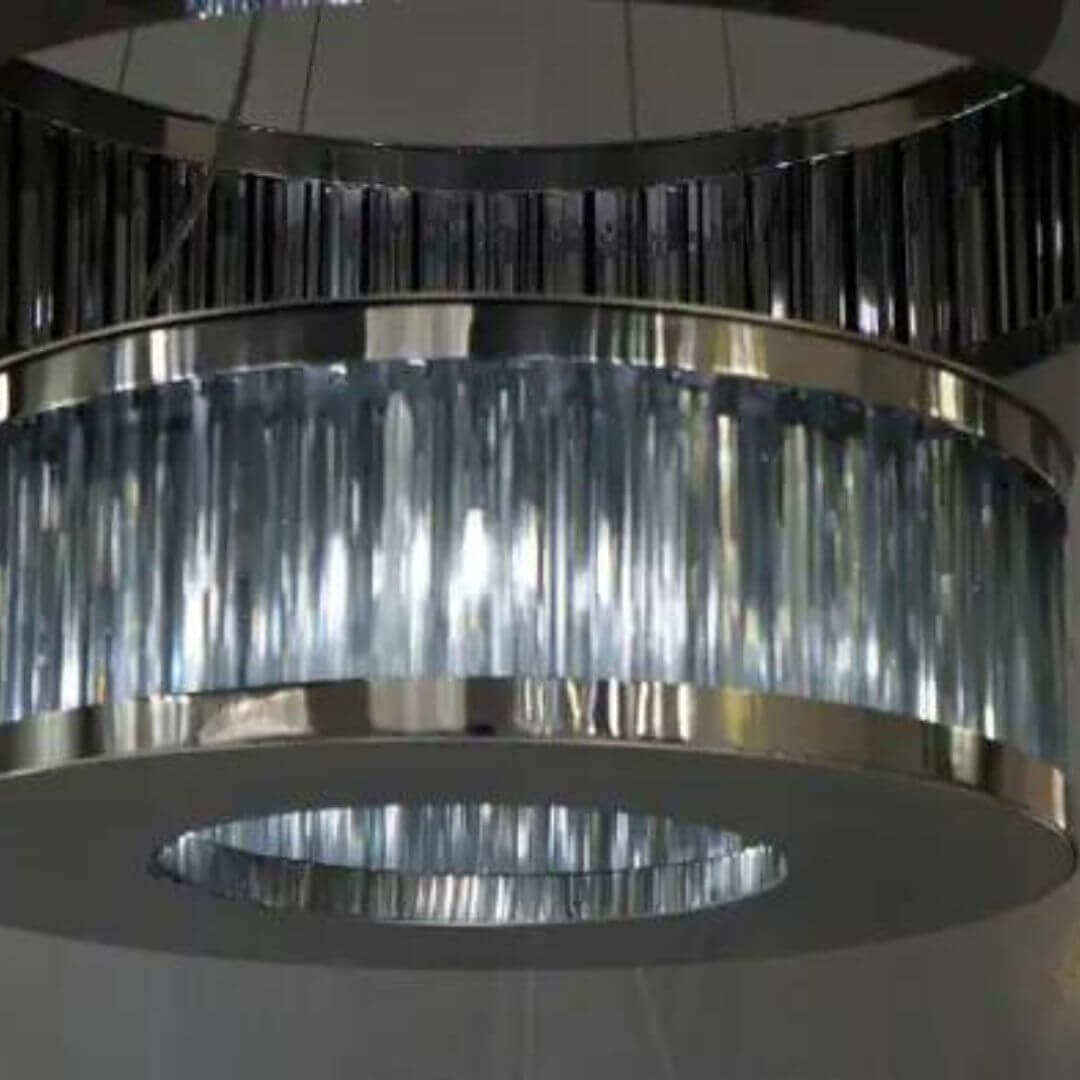 Detailed Close-Up View of Small Ring on Radiate Dual Ring Chandelier Light – Modern Elegant Design