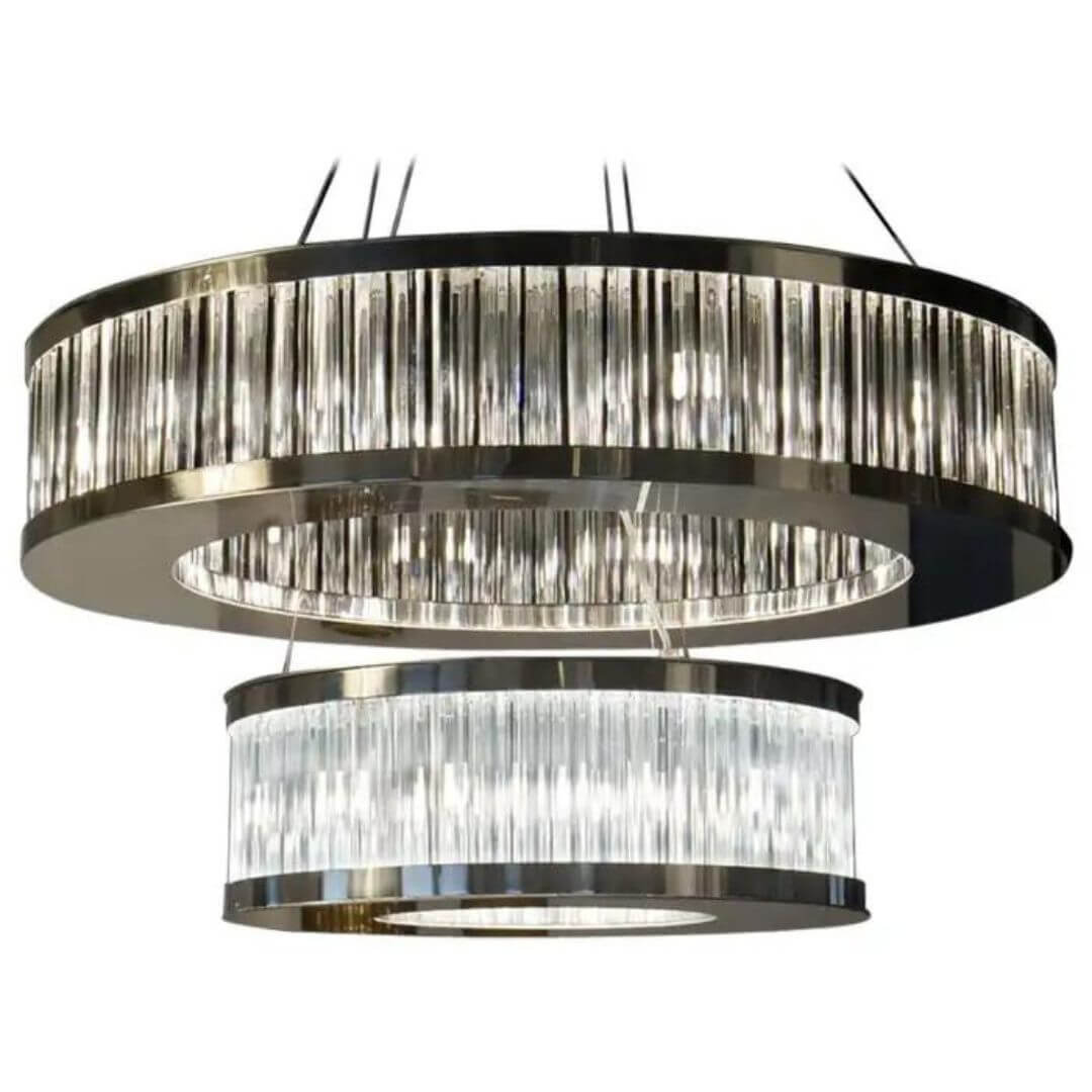 Front View of Radiate Dual Ring Chandelier Light – Stylish Modern Ceiling Lighting Fixture