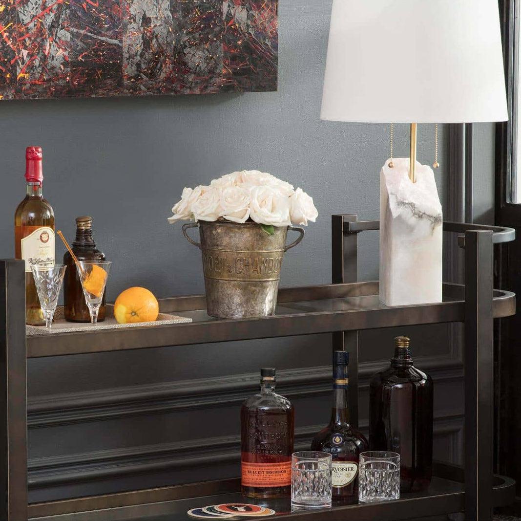 Raw Alabaster Table Lamp on Rack with Aesthetic Vibe Modern Indoor Decorative Lighting