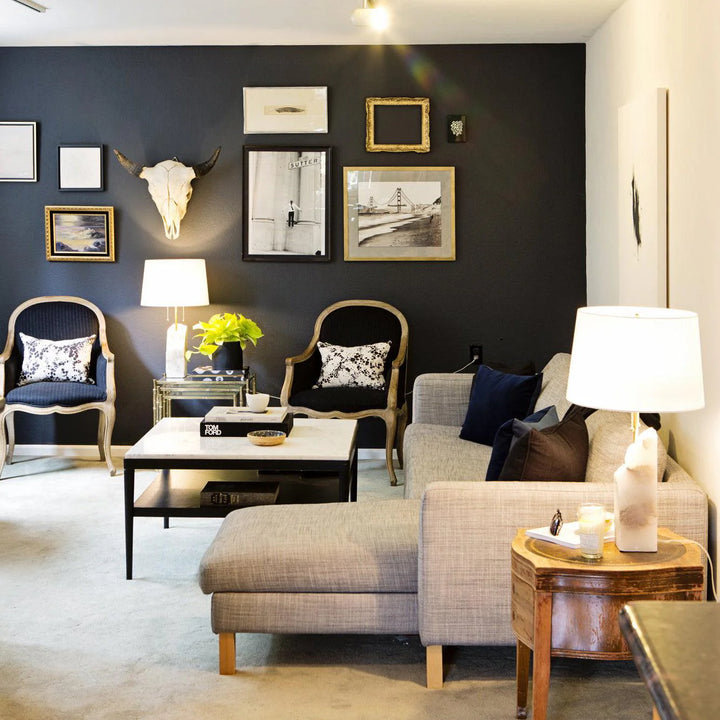Modern Living Room with Raw Alabaster Table Lamp Home Decor Lighting