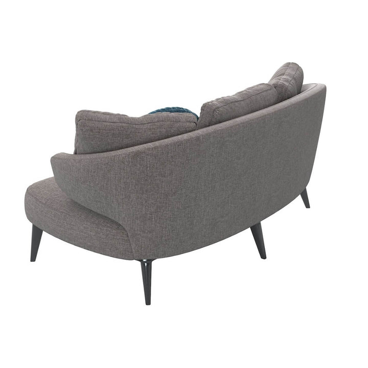 Back view of Dreamy Drift modern lounge chair with linen upholstery and elegant silhouette