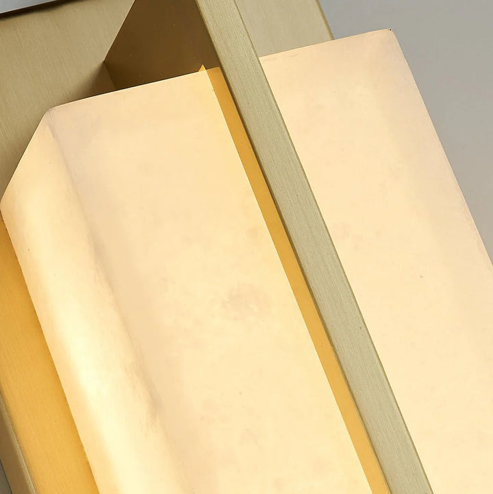 Rectangular alabaster brass wall sconce luxury lighting front detail view elegant decor