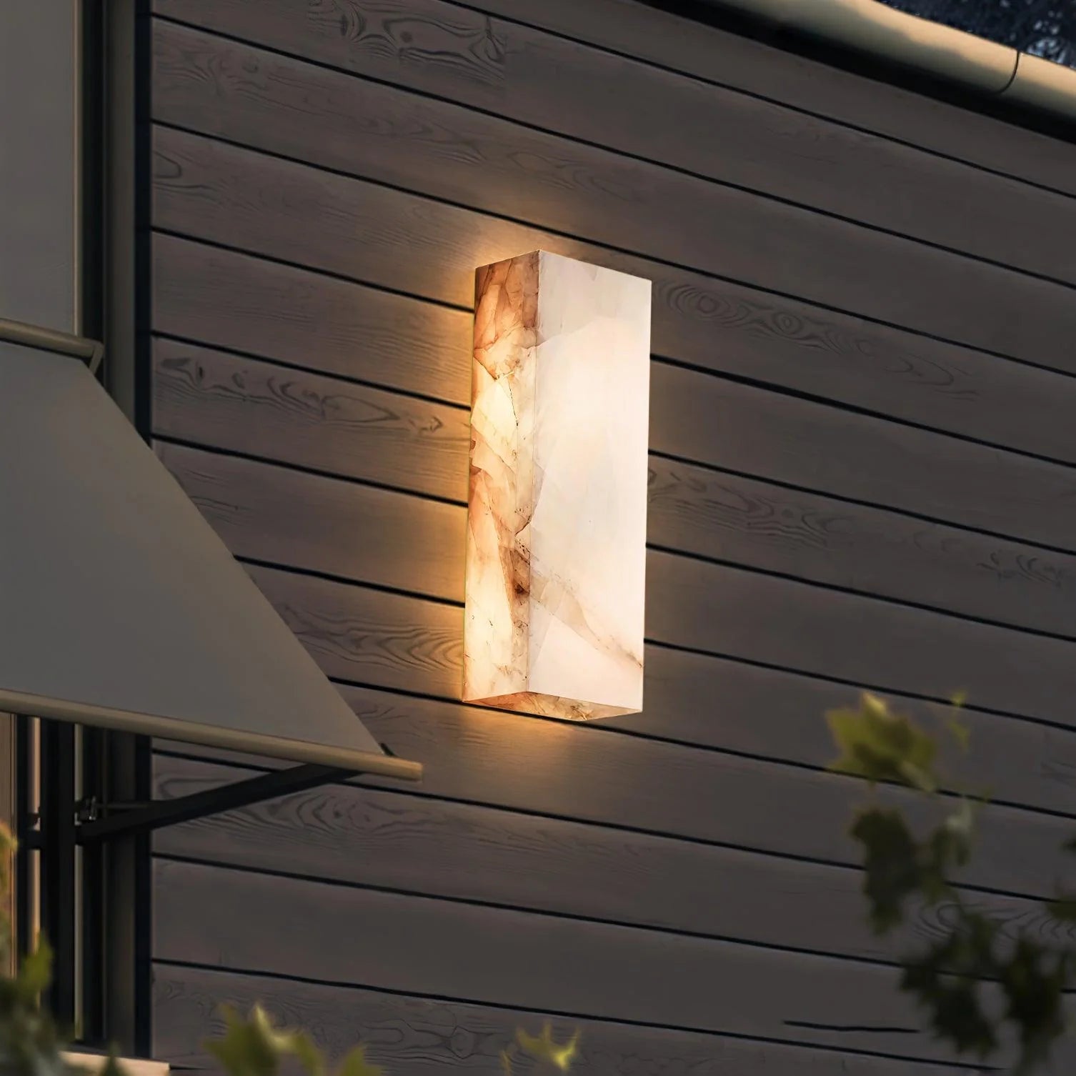 Rectangular Alabaster Wall Sconce, modern lighting, elegant home interior décor, ambient design