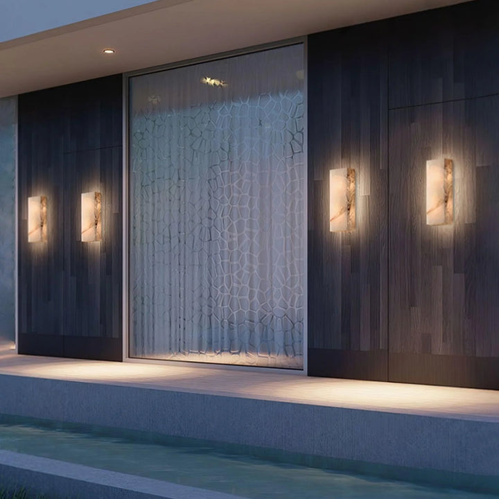 Outside side view of Rectangular Alabaster Wall Sconce, modern lighting, elegant home décor