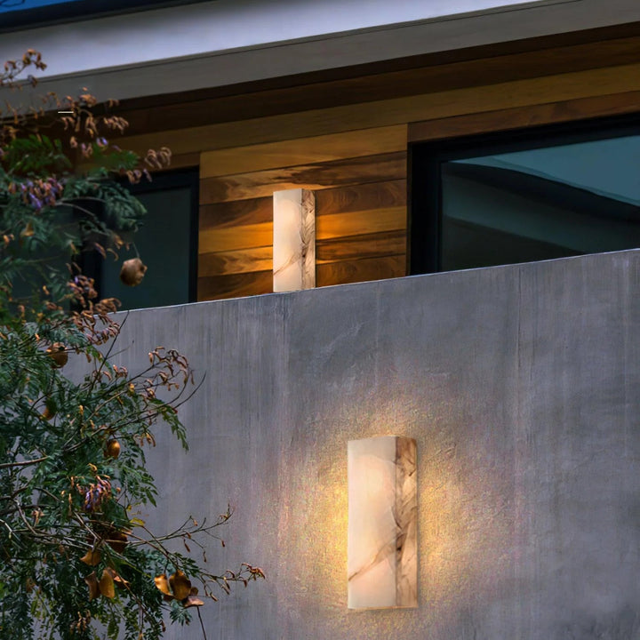Outside view of Rectangular Alabaster Wall Sconce, modern lighting, elegant home interior décor