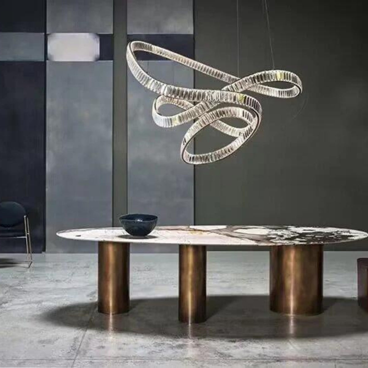 Reflected chandelier light hanging above table in Australia, adding elegant sparkle and warm ambient lighting