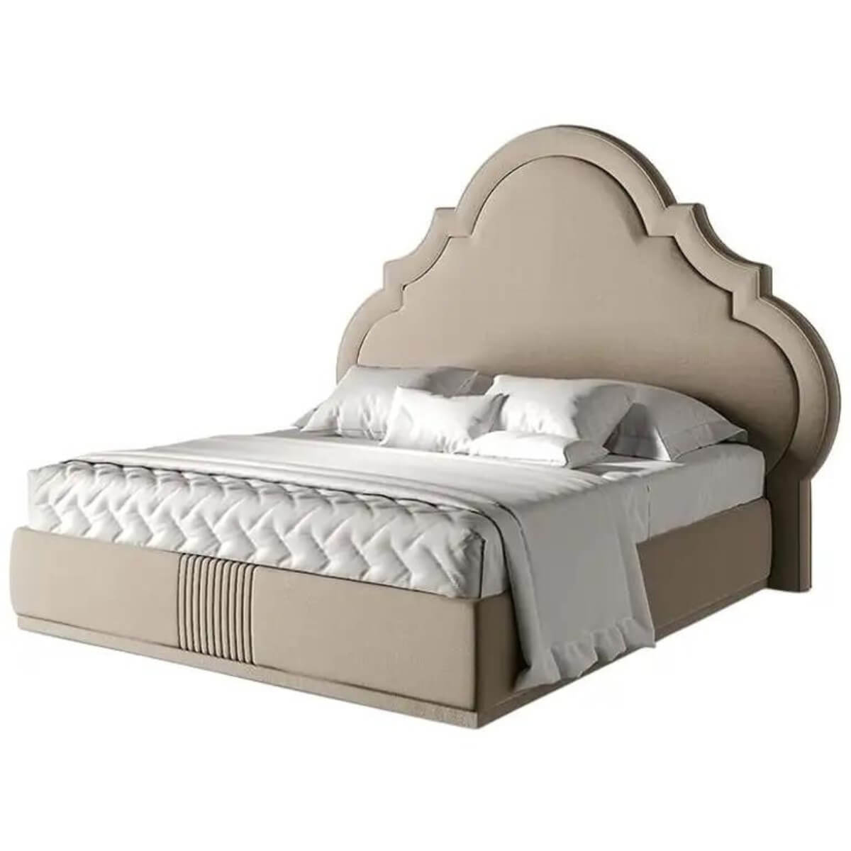 Side view of Regal Rest delightful velvet bed showcasing plush upholstery and elegant design