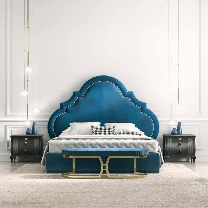 Front view of Regal Rest delightful velvet bed featuring tufted headboard and luxurious velvet fabric