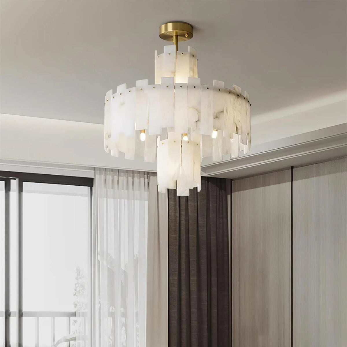 Regina Alabaster Chandelier luxury lighting front view elegant modern chandelier for living room