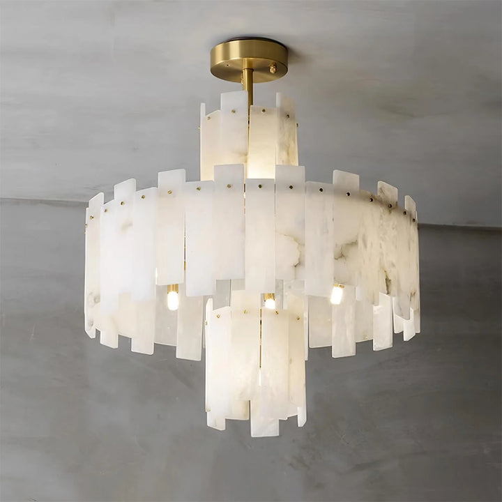 Regina Alabaster Chandelier luxury lighting on front view elegant modern chandelier illuminated