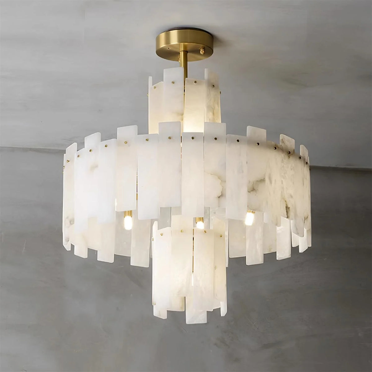 Regina Alabaster Chandelier luxury lighting on front view elegant modern chandelier illuminated