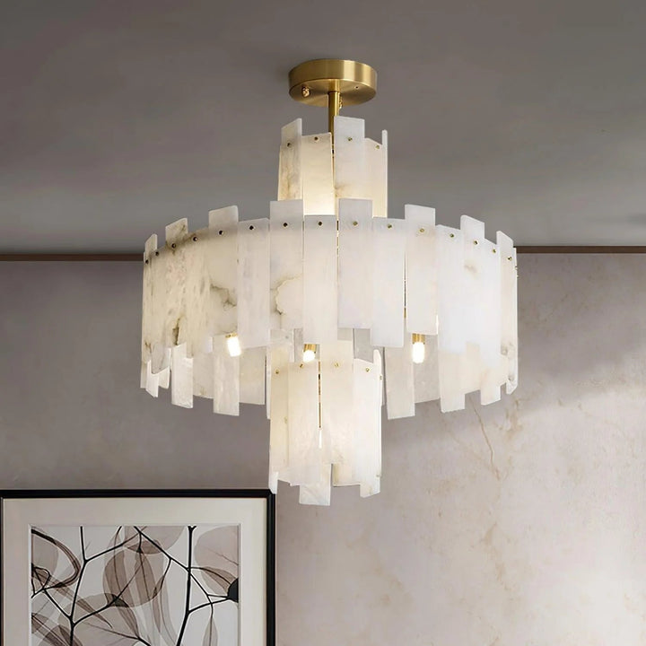 Front view of Regina Alabaster Chandelier luxury lighting stylish modern chandelier for interiors