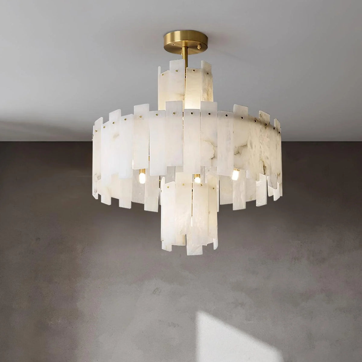 Front view of Regina Alabaster Chandelier luxury lighting elegant modern chandelier for living room