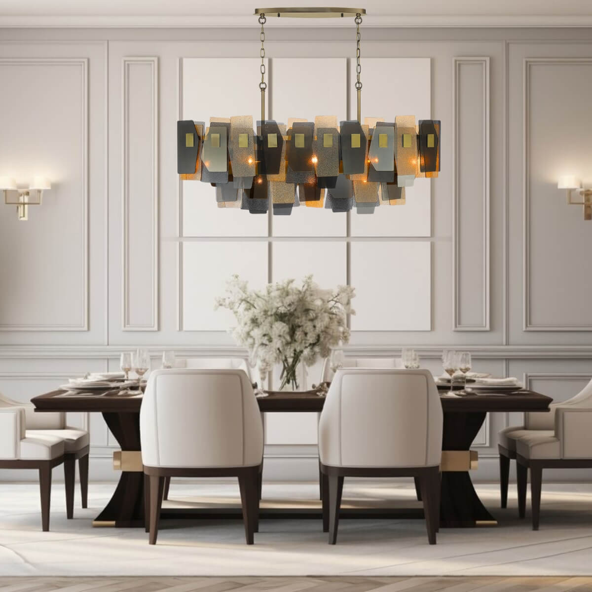 Renato Collection – 11-Bulb Rectangular Chandelier