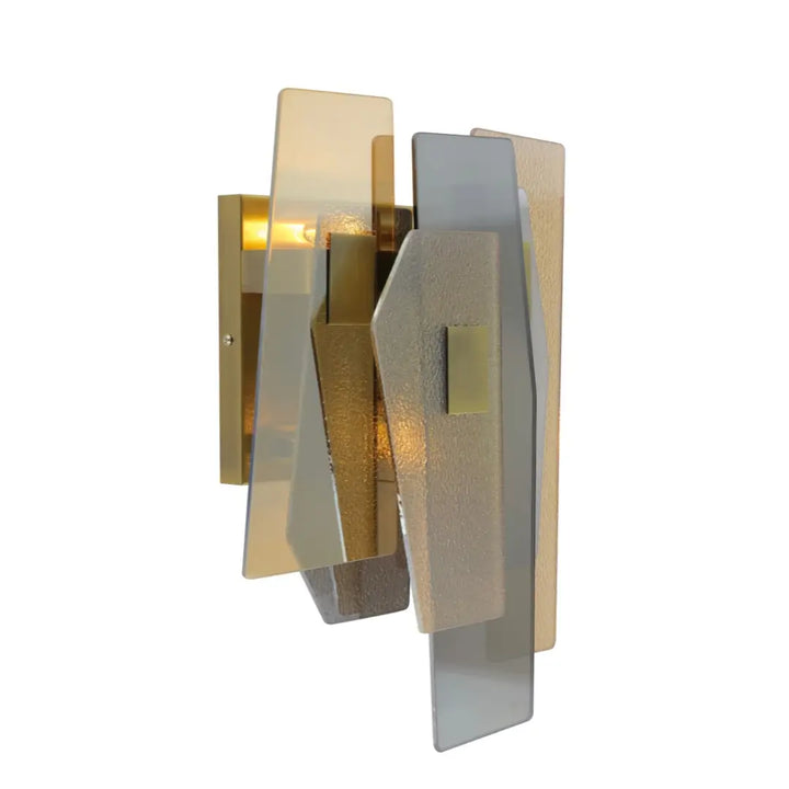 Front view of Renato Collection 2-bulb rectangular wall light in bronze finish with smoke glass shades, modern decorative wall lighting.