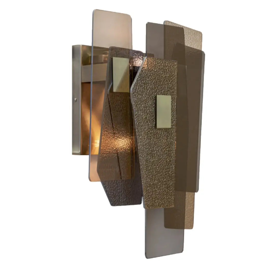 Renato Collection 2-Bulb Rectangular Wall Light – Bronze &amp; Smoke Glass