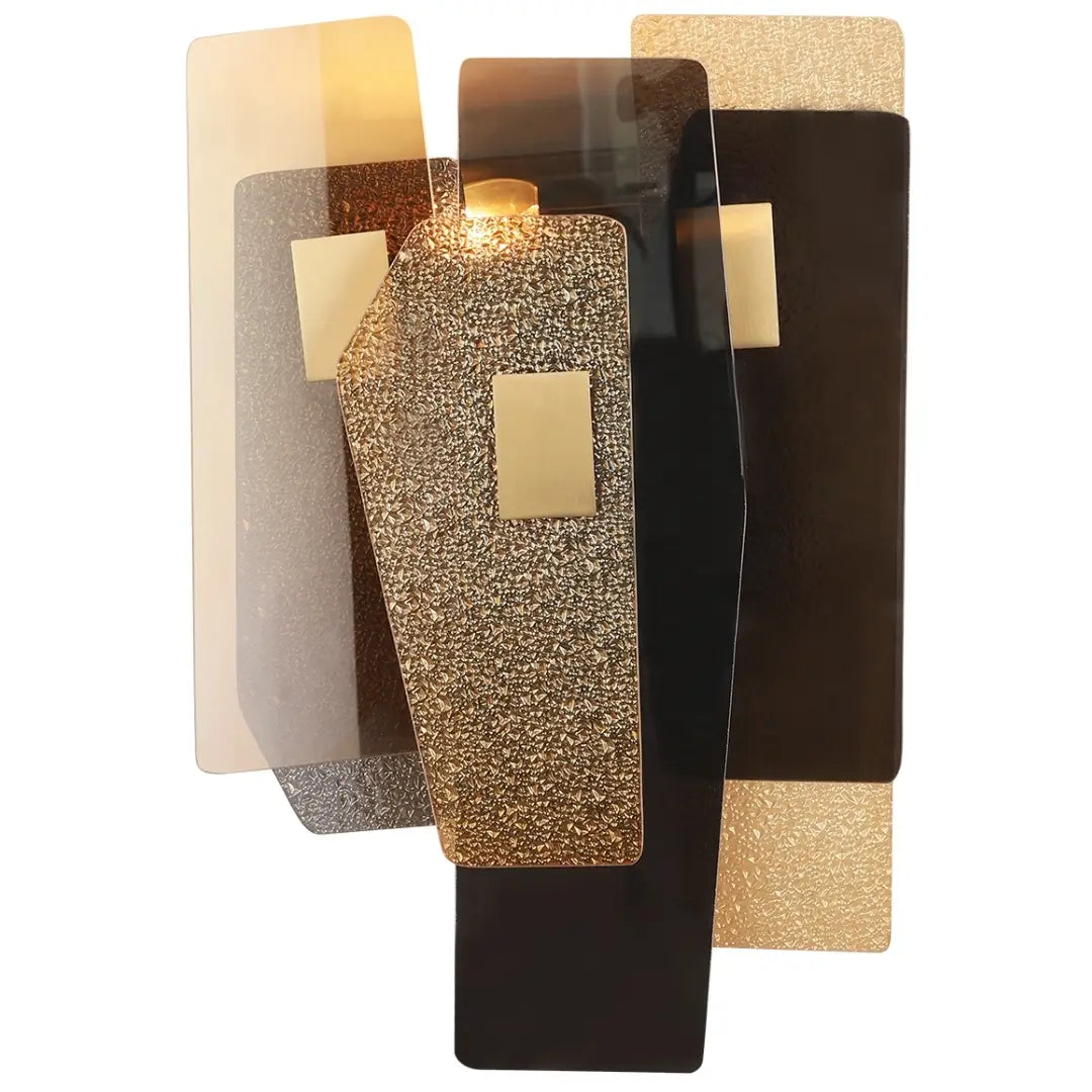 Renato Collection 2-Bulb Rectangular Wall Light – Bronze &amp; Smoke Glass