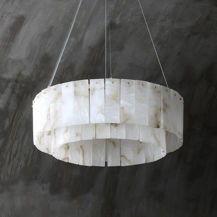 Rock alabaster chandelier lighting decor front view for modern interiors