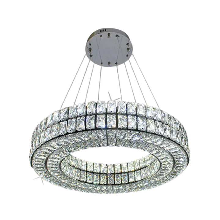 Round Crystal LED Light for Ceiling – modern circular ceiling light with sparkling crystal accents and energy-efficient LED illumination