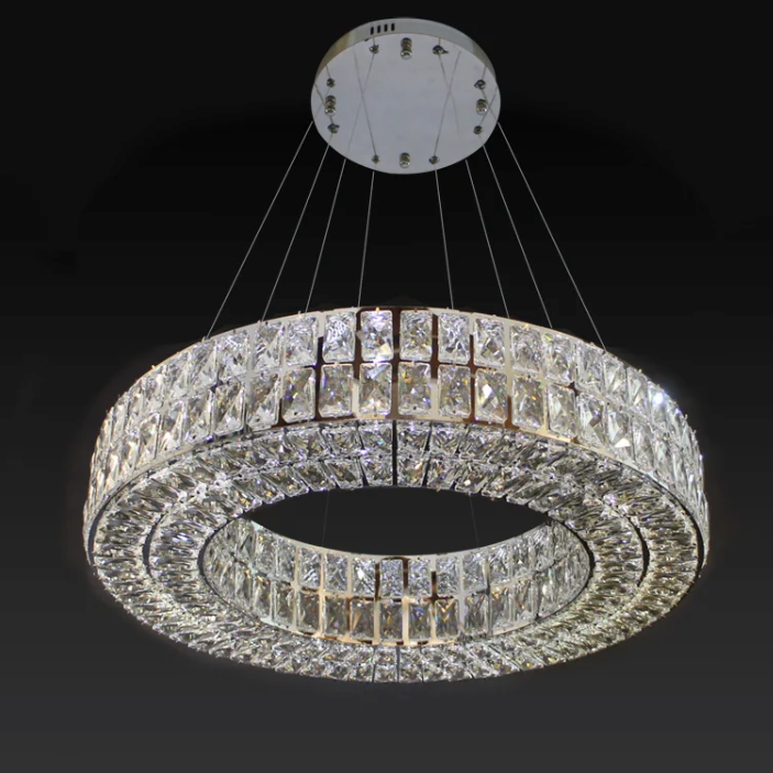 Round Crystal LED Light for Ceiling – modern circular ceiling light with sparkling crystal accents and energy-efficient LED illumination