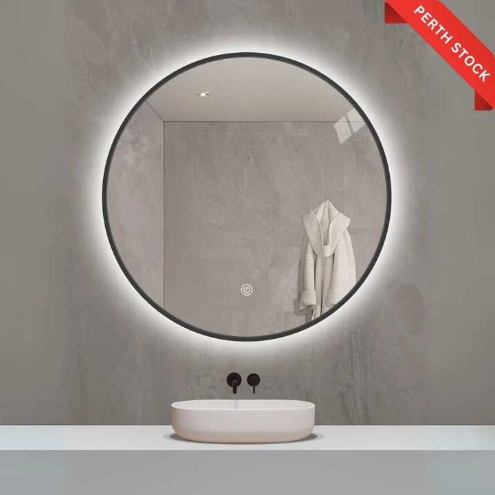Round LED backlit bathroom mirror with modern design for bright and elegant lighting
