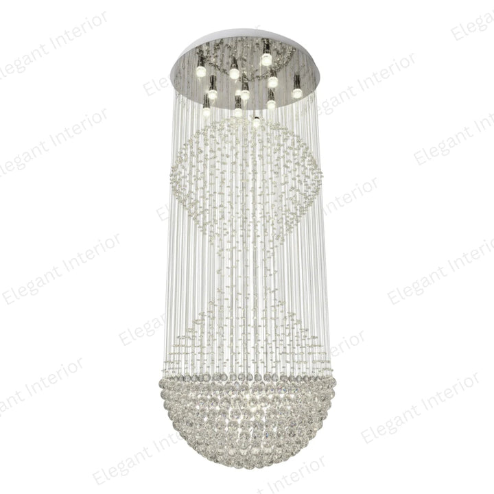 Sabina Staircase Rainfall LED crystal chandelier modern luxury lighting design