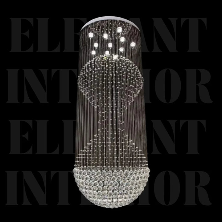 Sabina Staircase Rainfall LED crystal chandelier modern luxury lighting design