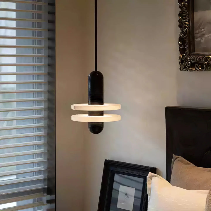 Saturn pendant light with modern design, bedside view
