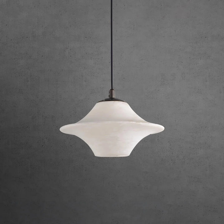 Saucer Alabaster Pendant Light front view modern elegant ceiling lamp stylish lighting fixture