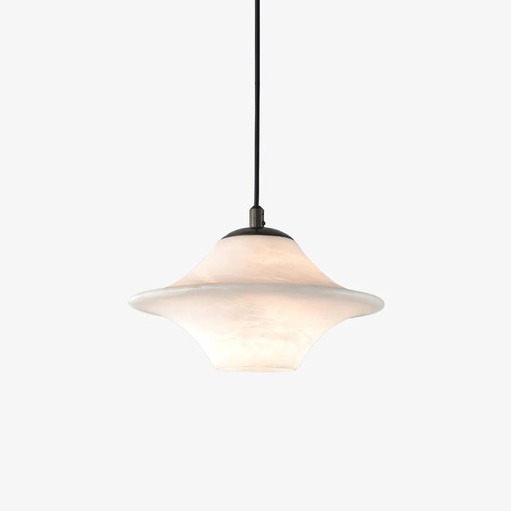 Saucer Alabaster Pendant Light front hanging view modern elegant ceiling lamp for stylish interiors