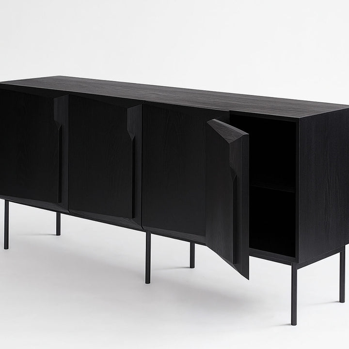 Scala solid oak black sideboard, side perspective, 180cm luxury design