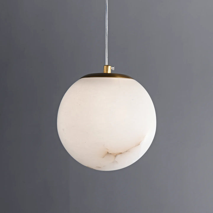 Front view of modern Selunia alabaster pendant lamp for elegant home lighting