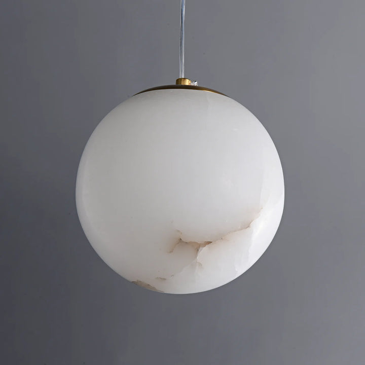 Front view of modern Selunia alabaster pendant lamp for stylish home lighting