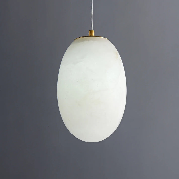 Oval view of modern Selunia alabaster pendant lamp for stylish home lighting