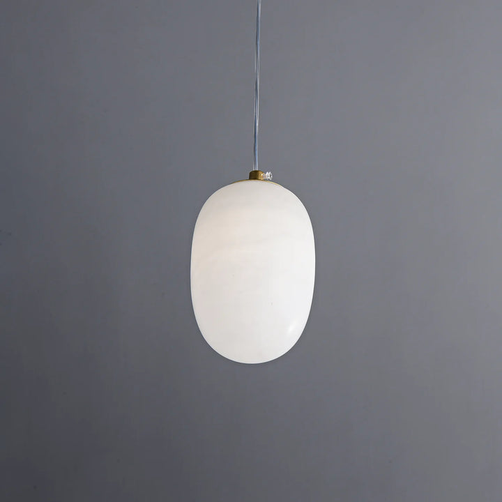 Front view of modern Selunia alabaster pendant lamp for contemporary home lighting