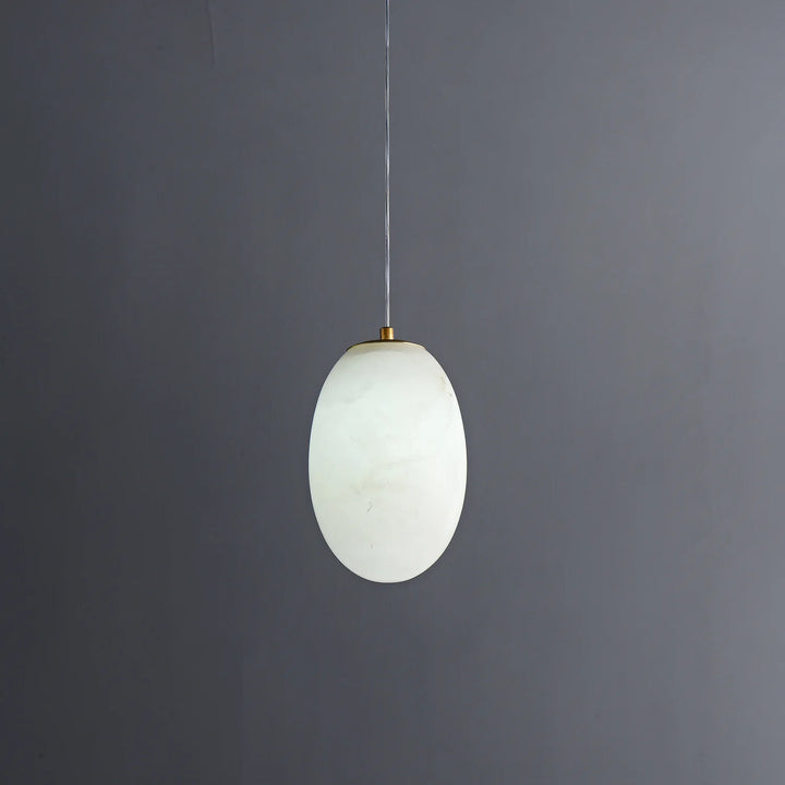 Hanging oval view of modern Selunia alabaster pendant lamp for elegant home lighting