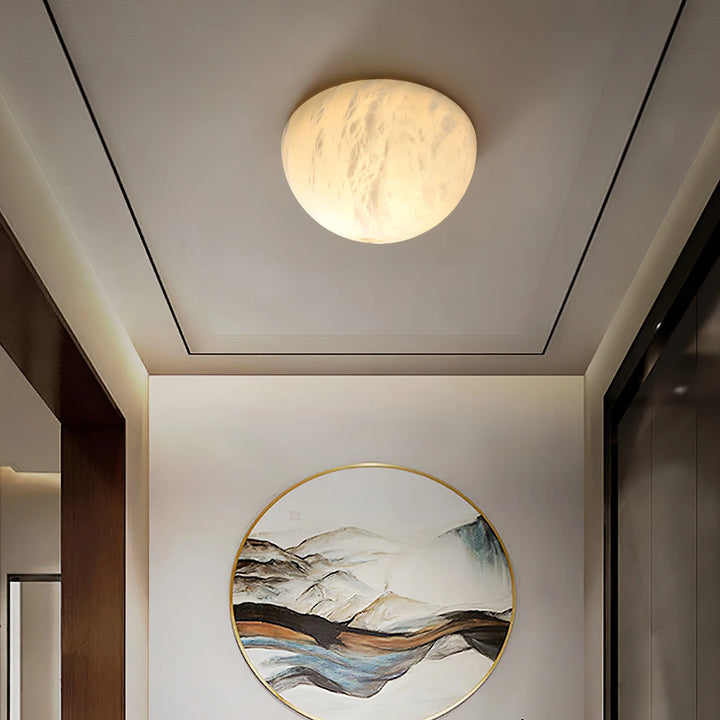 Semicircular modern alabaster wall light ceiling view, showcasing elegant contemporary design for stylish interiors