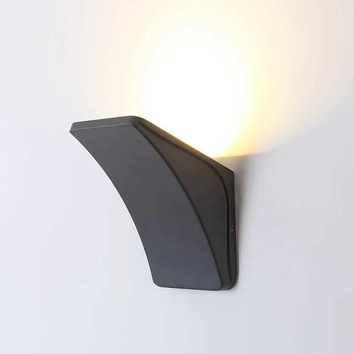 Front view of SHADOW CREST LED Outdoor Wall Light – Sleek, durable design with energy-efficient LED lighting for outdoor spaces.