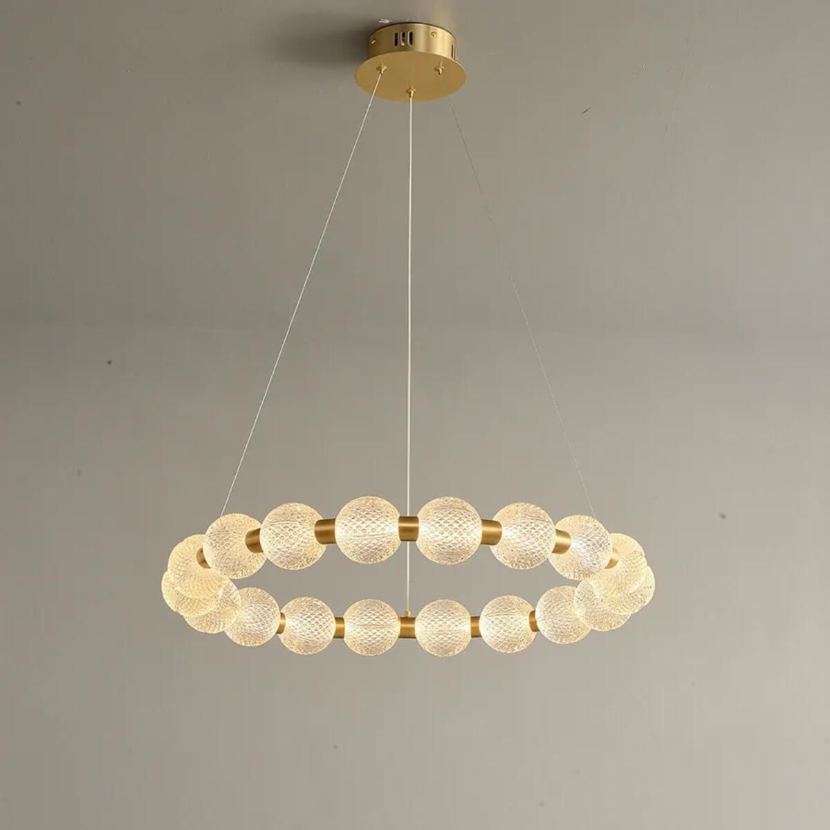 Shimmer All-Copper Modern LED Pendant Light in Living Room – Stylish Minimalist Chandelier