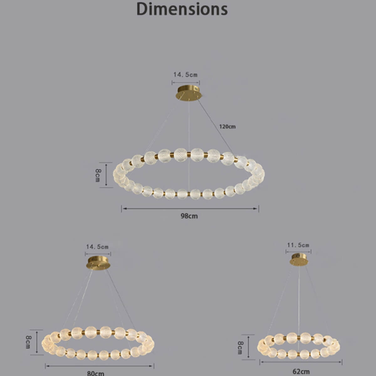 Shimmer All-Copper Modern LED Pendant Light with Dimensions – Minimalist Elegant Ceiling Fixture