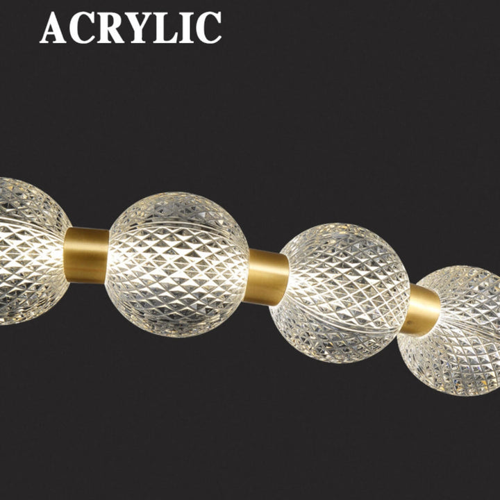 Detail View of Acrylic Crystal Ball on Shimmer All-Copper Modern LED Pendant Light