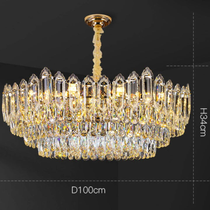 Shine Gold Chandelier Light with Dimension Details – Modern Elegant Ceiling Lighting Fixture
