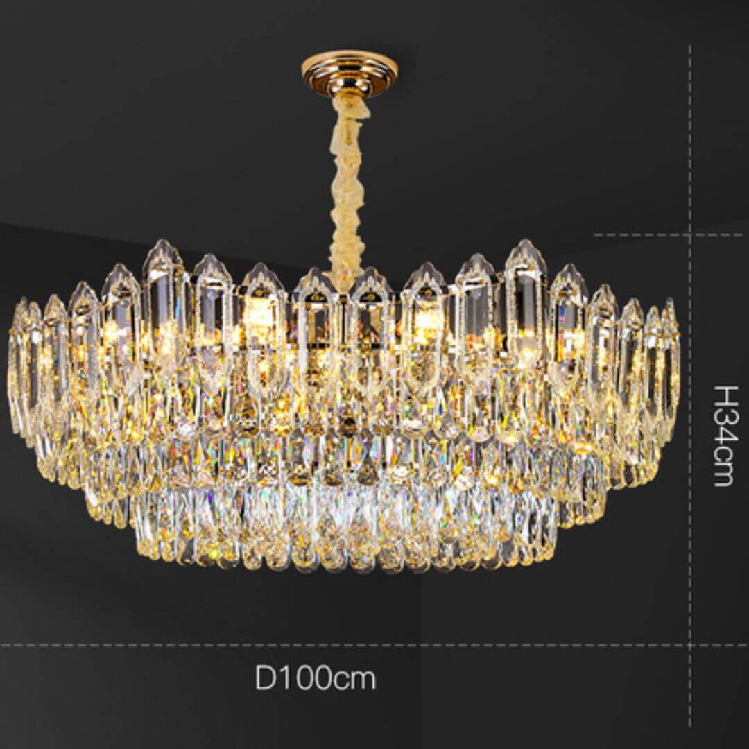Shine Gold Chandelier Light with Dimension Details – Modern Elegant Ceiling Lighting Fixture