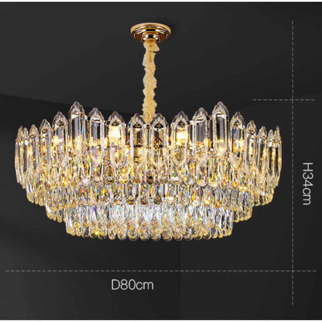 Shine Gold Chandelier Light Dimensions – Elegant Modern Ceiling Lighting Fixture Size Guide