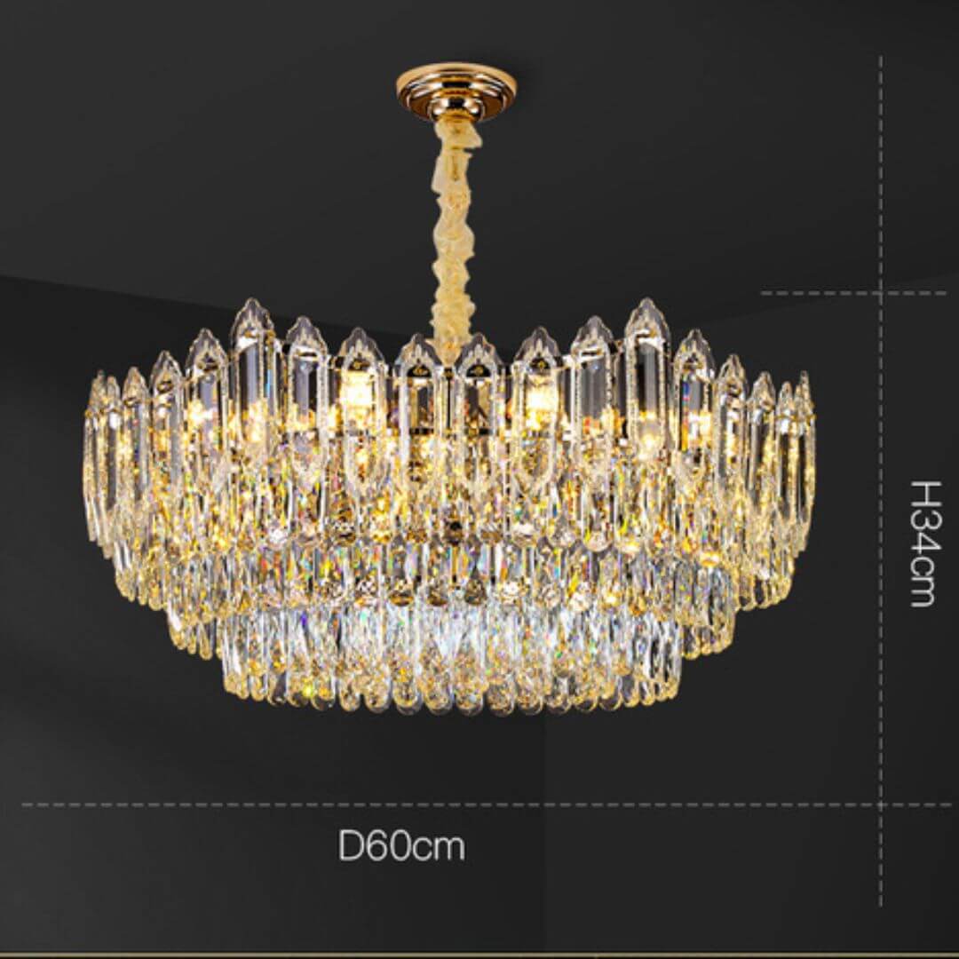 Shine Gold Chandelier Light Dimensions – Elegant Modern Ceiling Lighting Fixture Size Guide